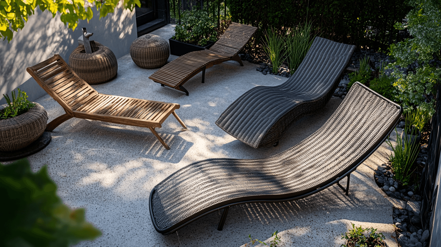 Différents types de chaises longues d'extérieur