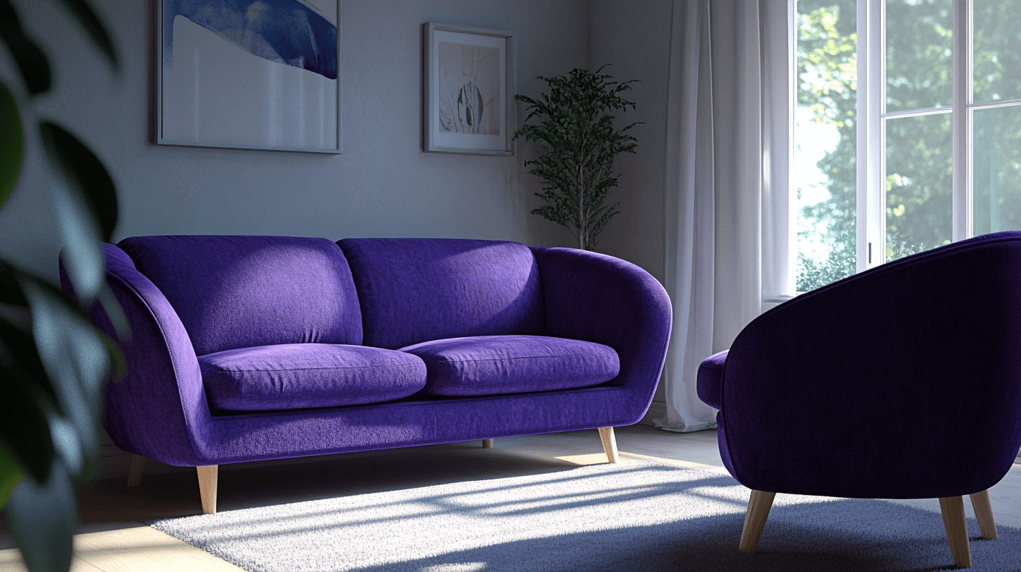 Meubles violets comme accroche-regard