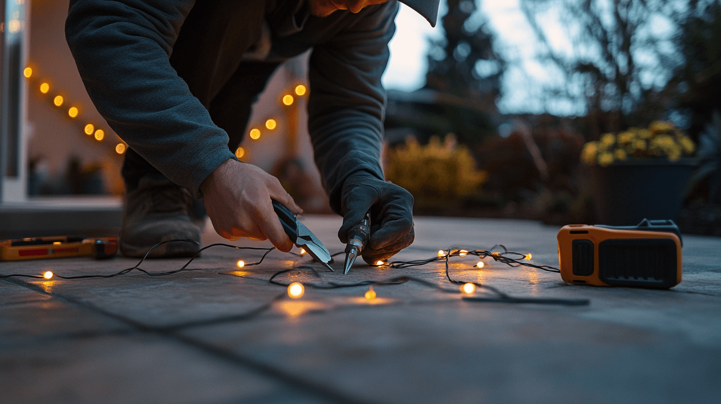 Installation sécurisée de guirlandes lumineuses à l'extérieur