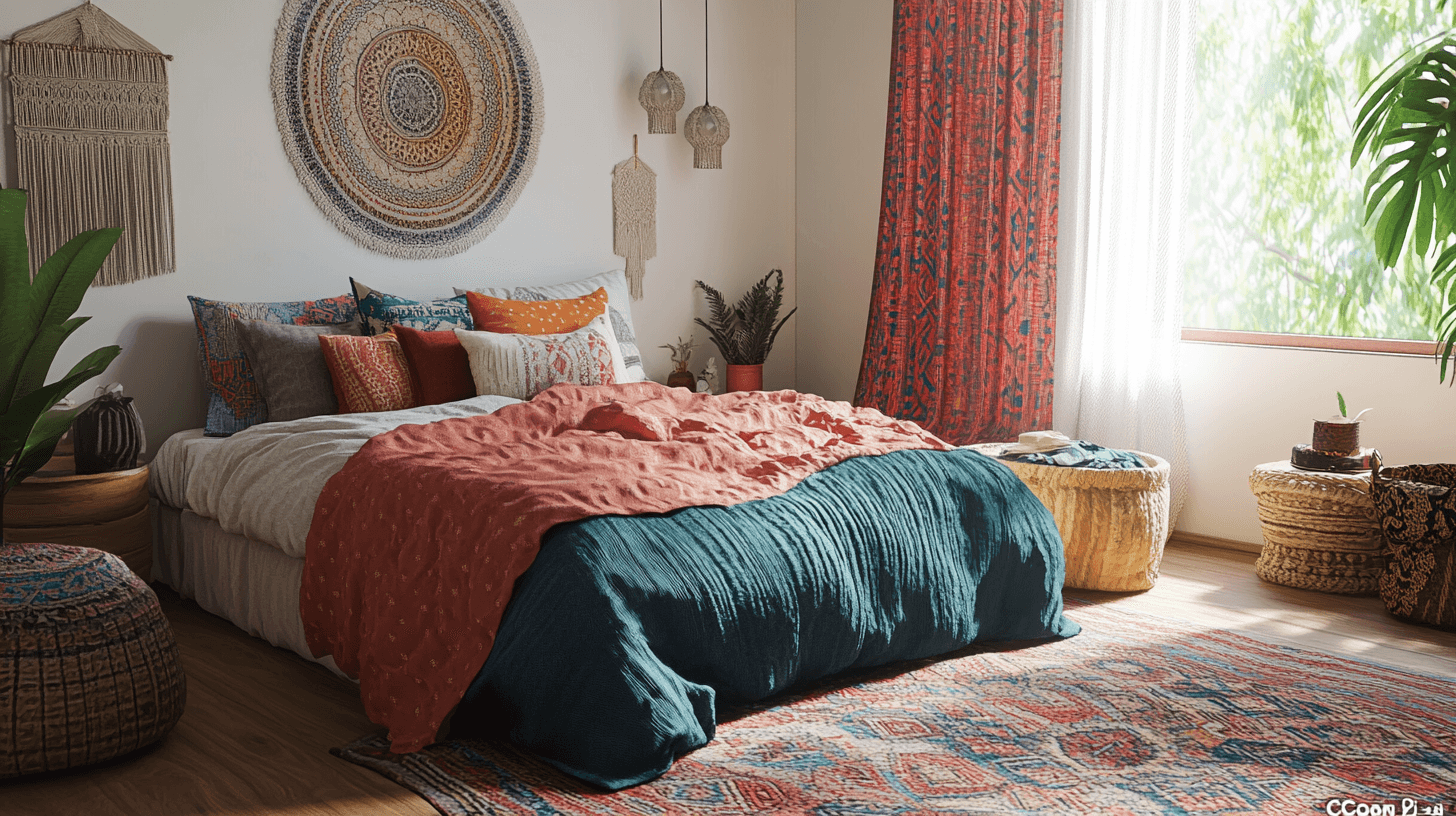Couleurs et textiles dans la chambre Boho : Harmonieuses et chaleureuses