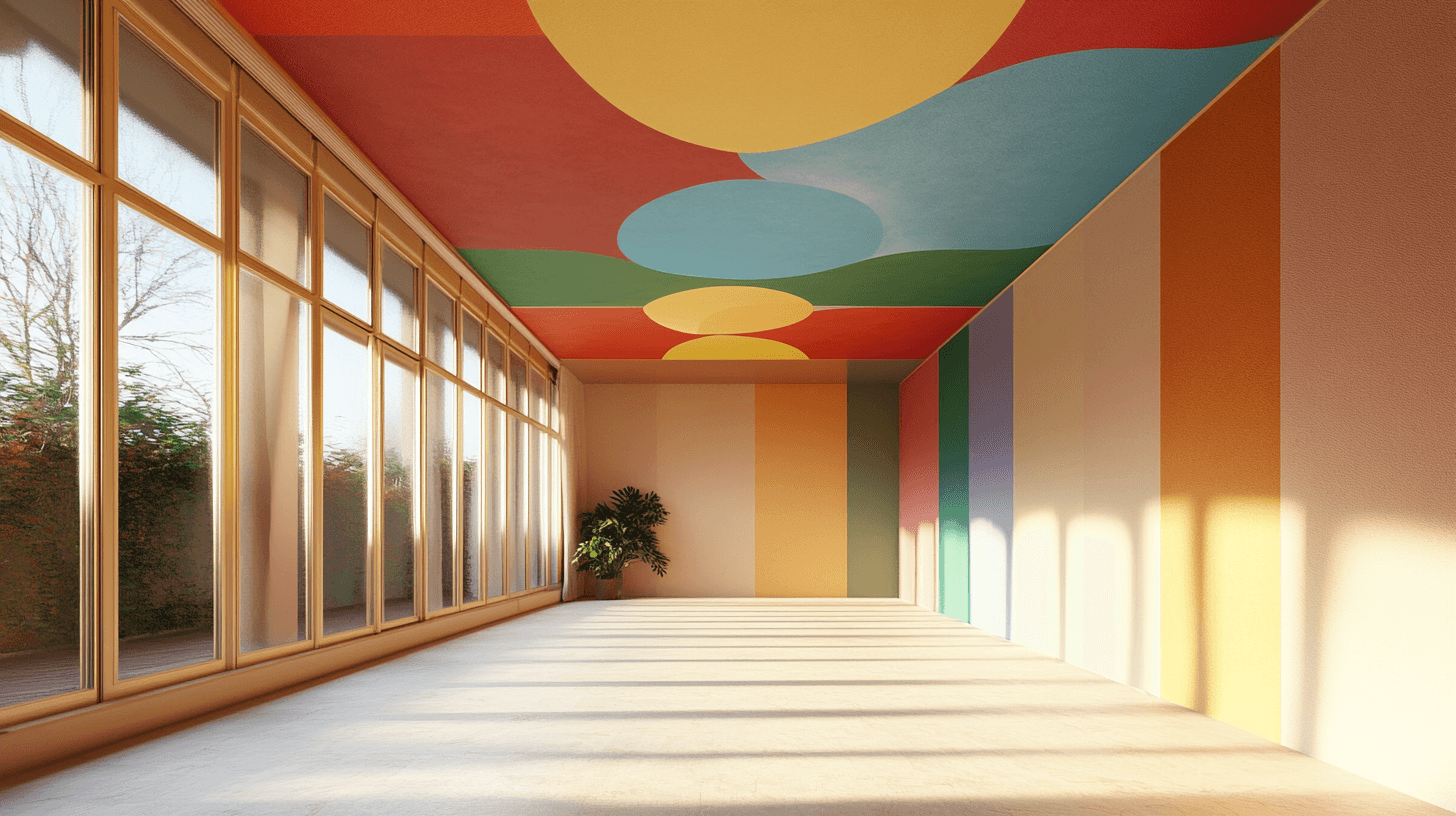 Plafonds colorés dans différents styles d'habitation