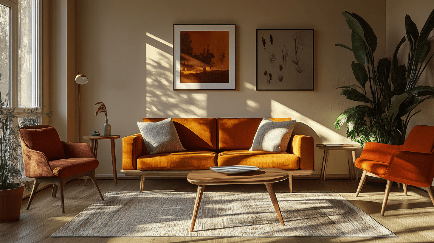 Palettes de couleurs et matériaux dans le style Mid-Century