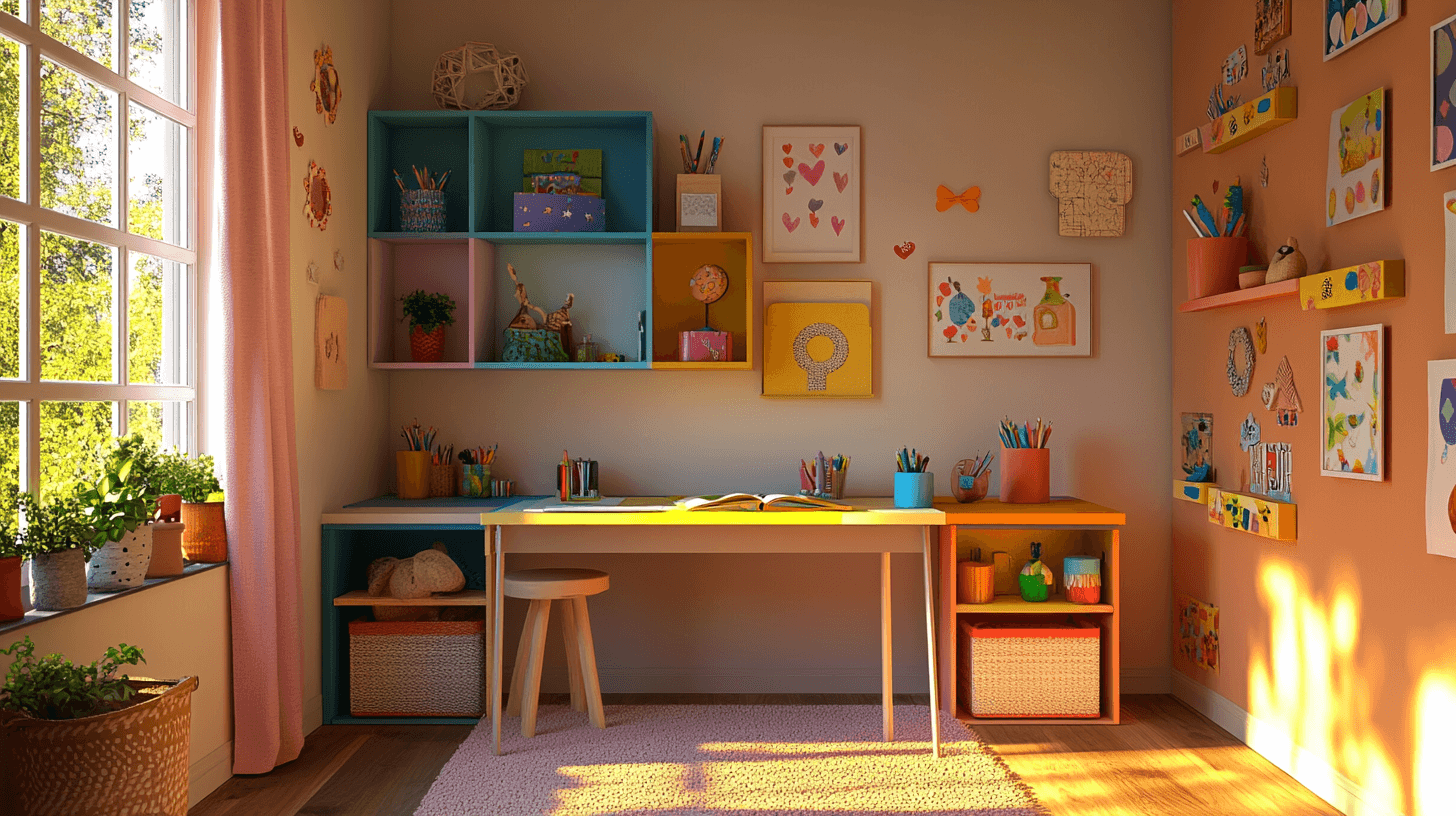 Chambre d'enfants avec espace d'apprentissage intégré : allier fonctionnalité et plaisir