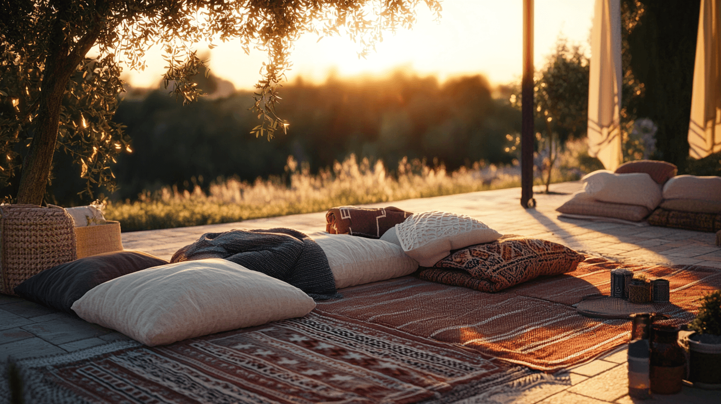 Couvertures et coussins confortables pour les douces soirées d'été