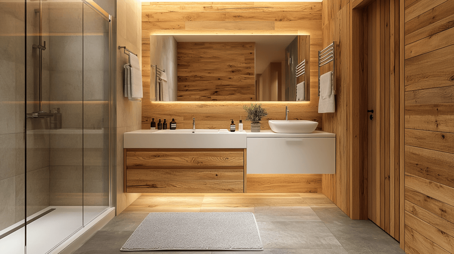 Salle de bains avec des éléments en bois : naturel et bien-être