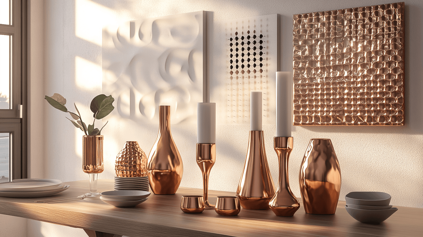Accents décoratifs en cuivre pour la salle à manger