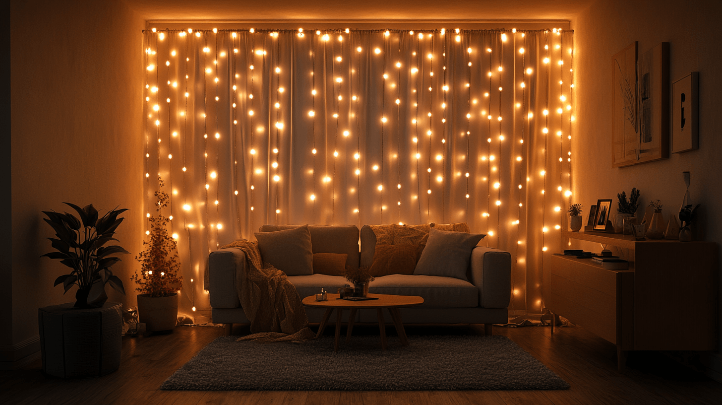 Guirlandes lumineuses dans le salon : Créer une atmosphère accueillante