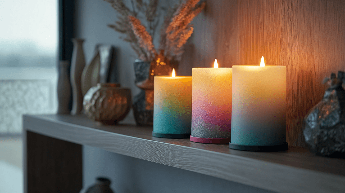 Arrangements créatifs avec des bougies colorées