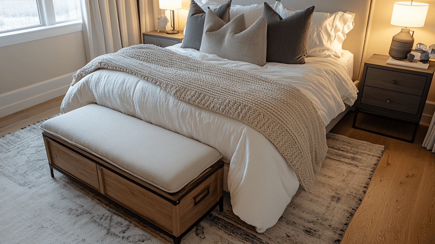 Bancs avec rangement dans la chambre