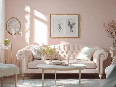Rose douce dans le salon : Élégance féminine