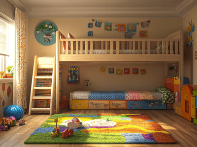 Chambre d'enfants avec lit mezzanine : Plus d'espace pour le plaisir et le sommeil