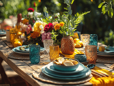 Décoration de table extérieure pour les fêtes d'été : Idées fraîches pour l'extérieur