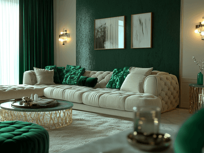 Vert émeraude dans le salon : élégant et apaisant