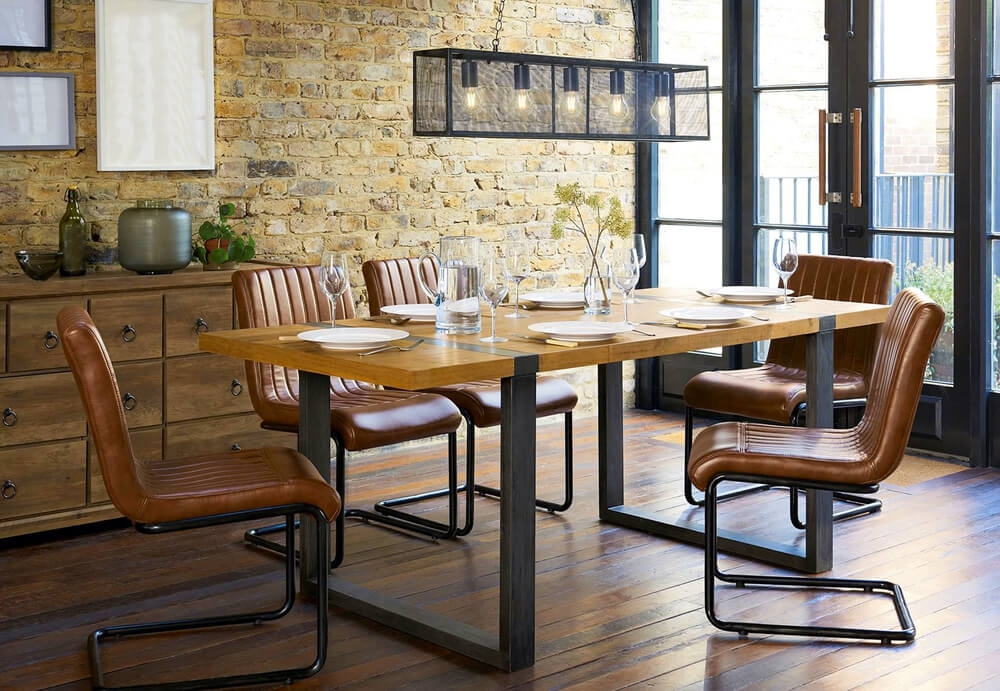 Ensemble chaises à salle à manger en cuir marron